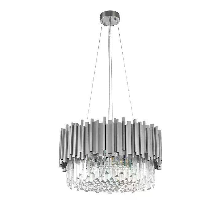 Gold/Silver Round Modern Tiered Metal Crystal Chandelier - Round: 1 Layer D17.7"*H11.8"/6 LightsSilverWarm LightBlushlighting
