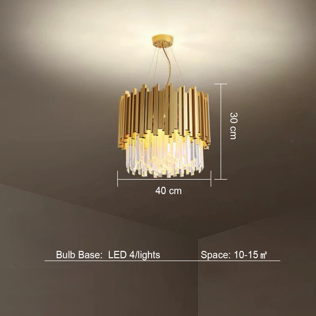 Gold/Silver Round Modern Tiered Metal Crystal Chandelier - Round: 1 Layer D15.7"*H11.8"/4 LightsGoldWarm LightBlushlighting