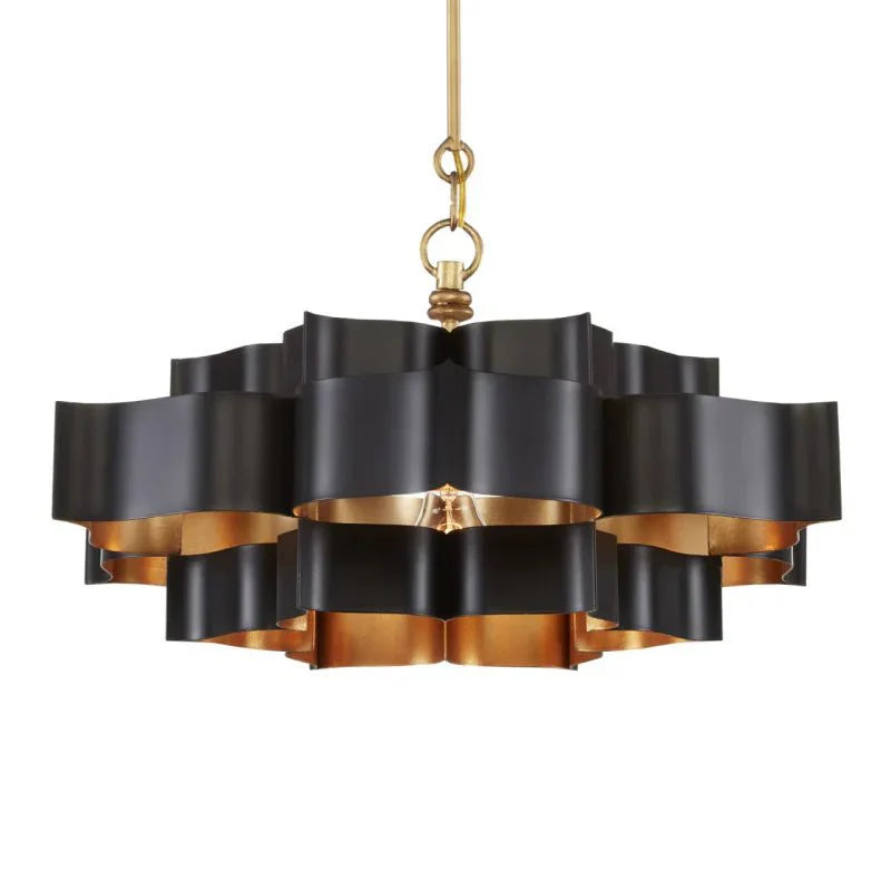 Grand Lotus Large Black Chandelier - Blushlighting