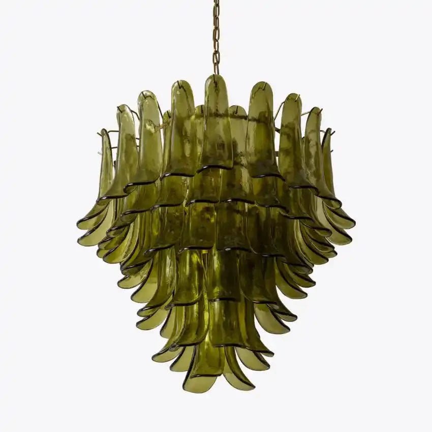 Green Petalo Murano Chandelier - 35.43"Blushlighting