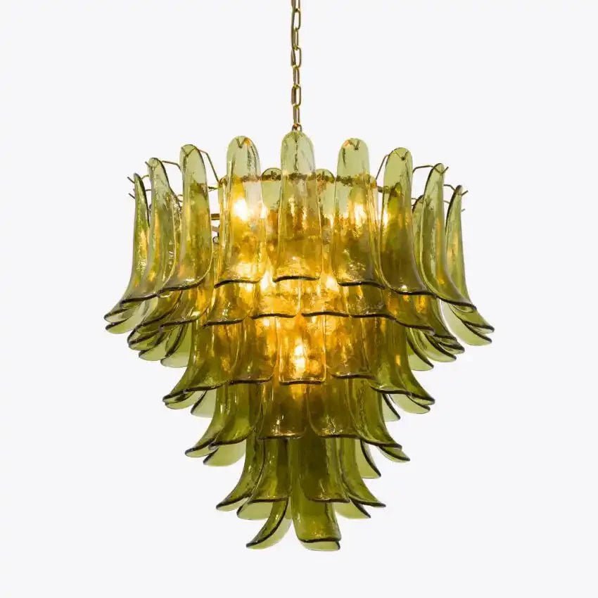Green Petalo Murano Chandelier - 35.43"Blushlighting