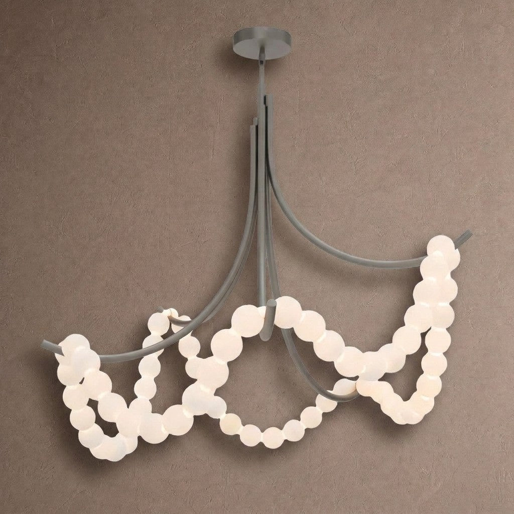 Grid Master Alabaster Chandelier - Antique NickelBlushlighting