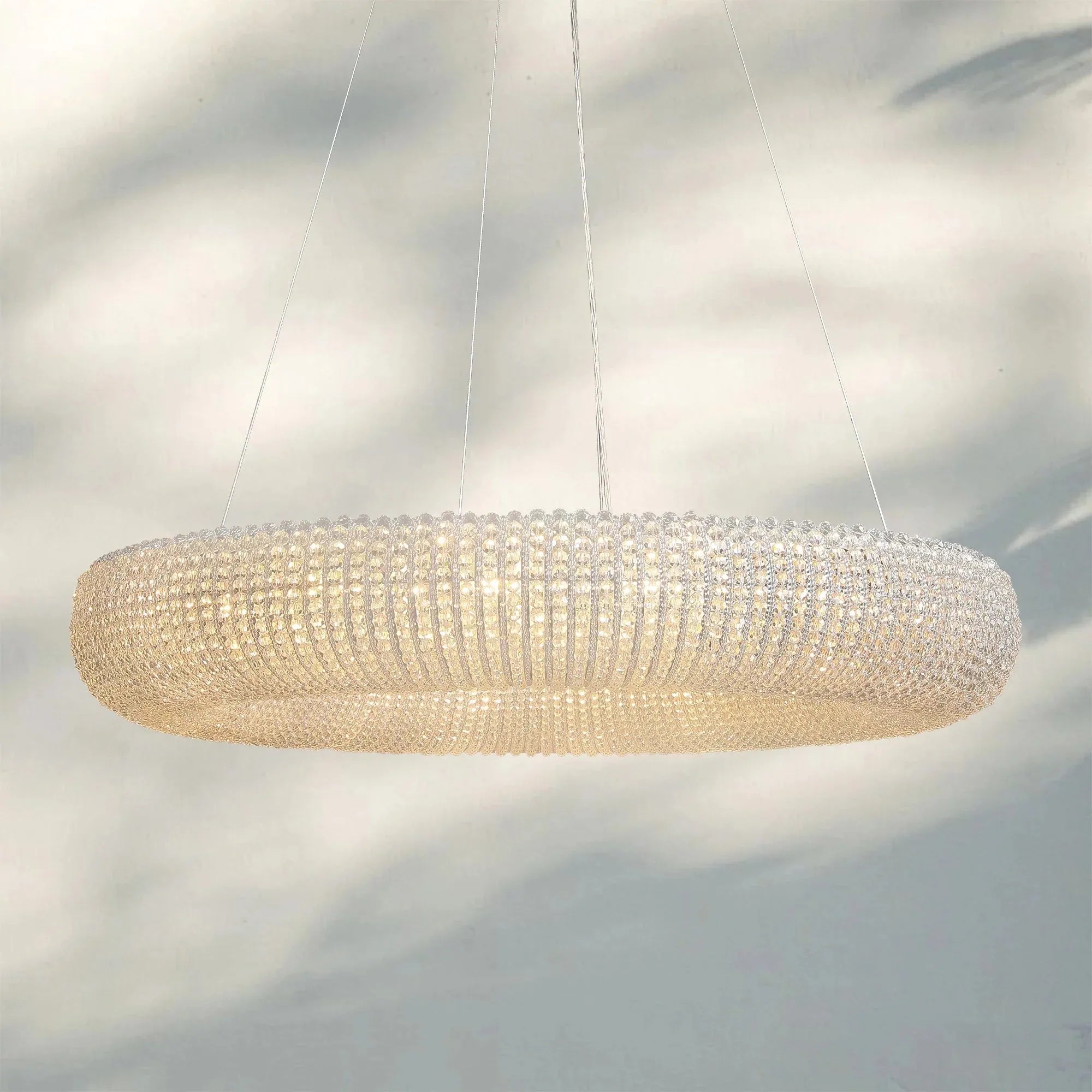 Halo Crystal Round Chandelier 32" 41" 60"-41“-Clear-