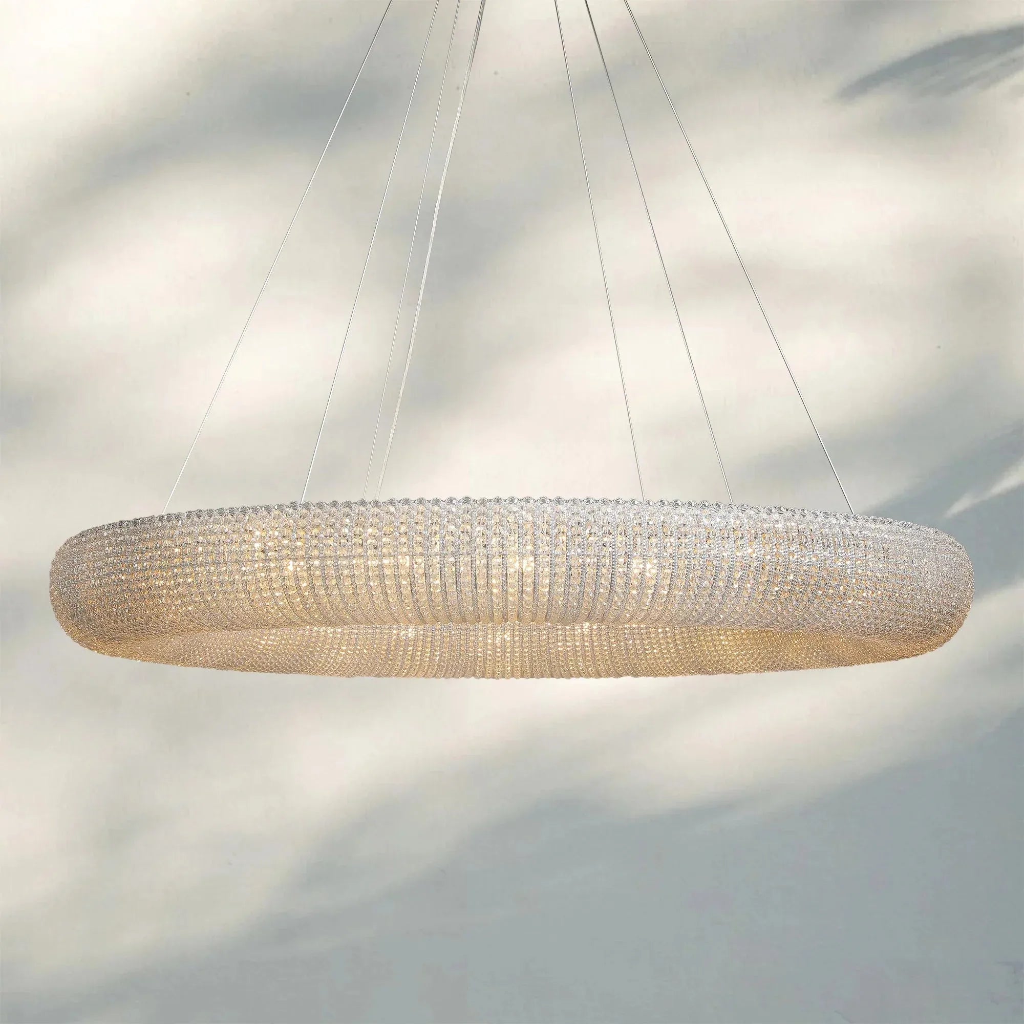 Halo Crystal Round Chandelier 32" 41" 60"-60”-Clear-