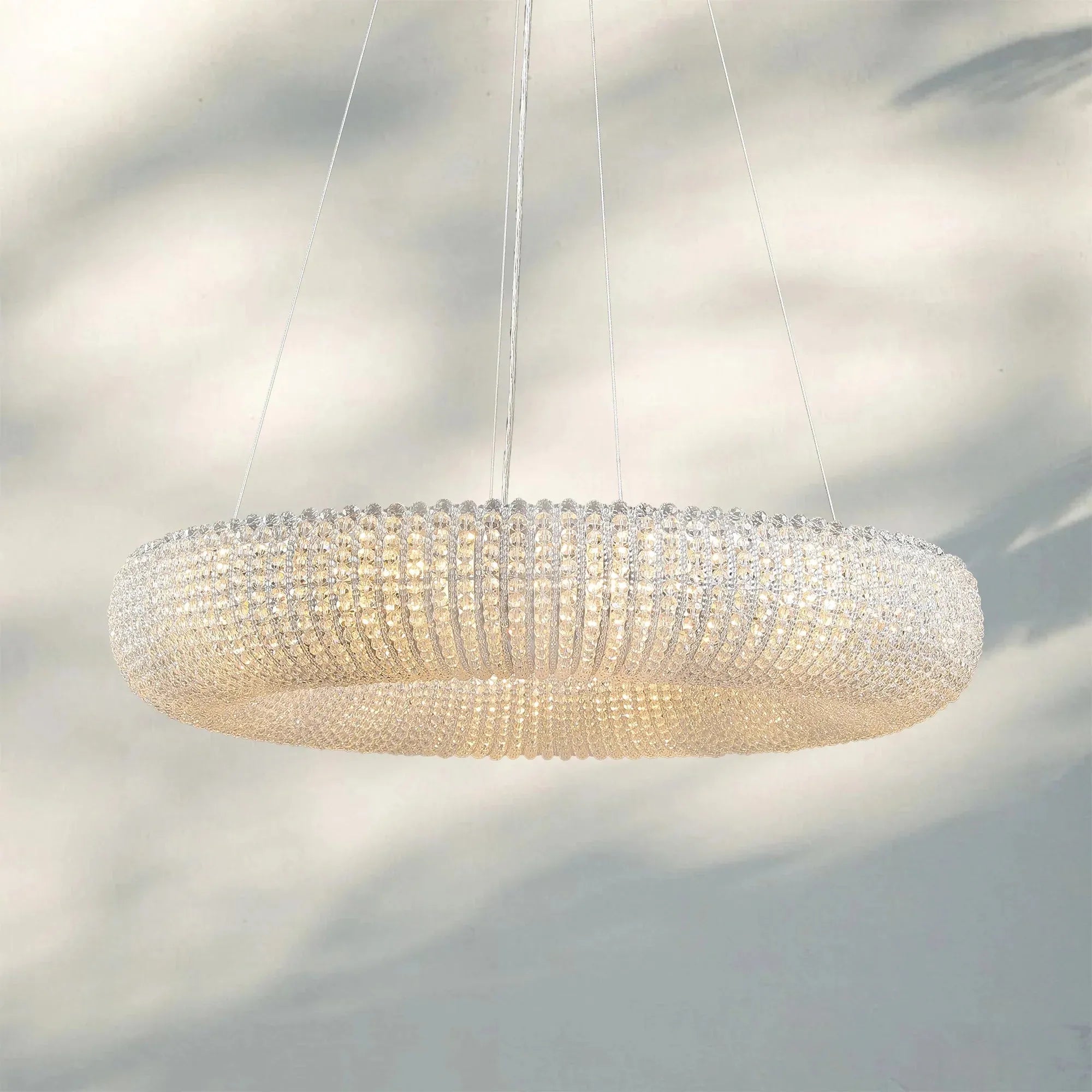 Halo Crystal Round Chandelier 32" 41" 60"-32”-Clear-