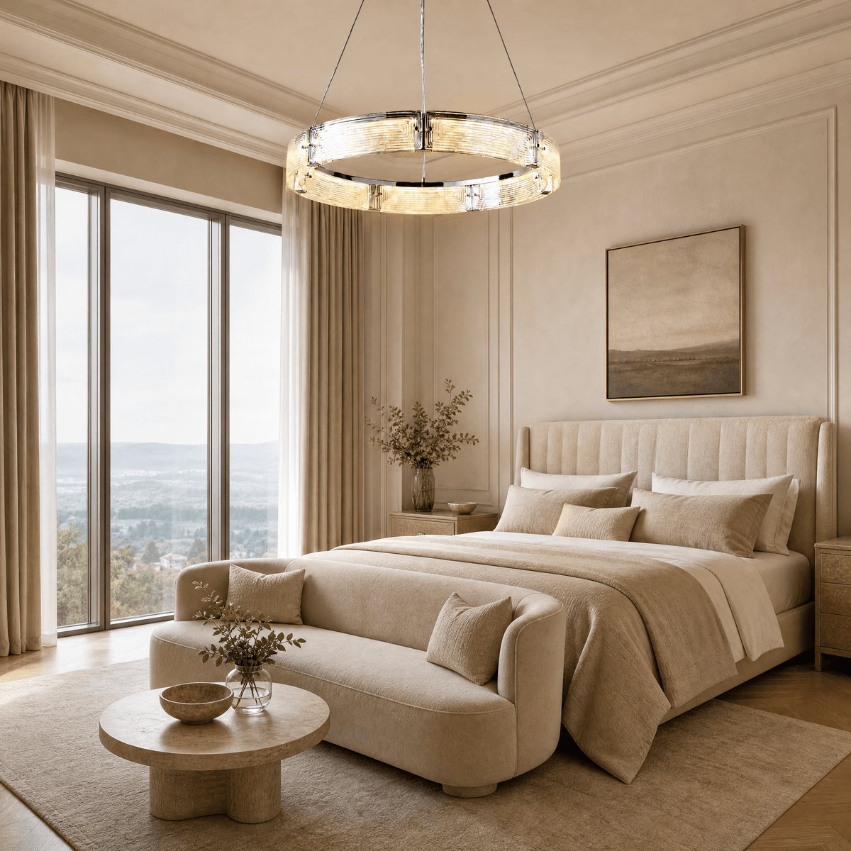 Halo Modern Glass Round Chandelier - Ø31.5" × H3.9" (Ø80 × H10 cm)Blushlighting