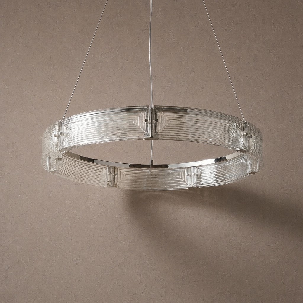 Halo Modern Glass Round Chandelier - Ø23.6" × H3.9" (Ø60 × H10 cm)Blushlighting