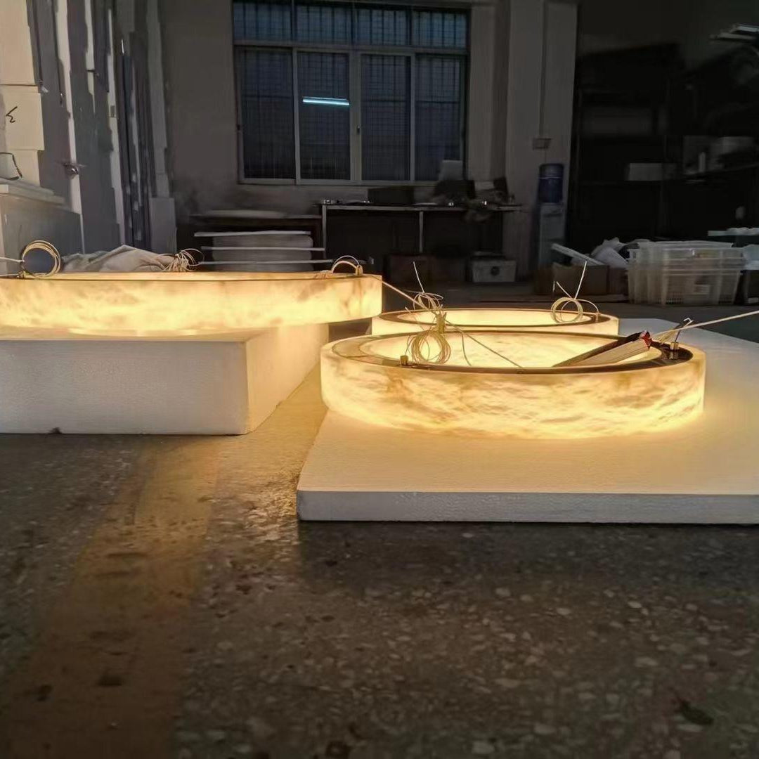 Halo Ring Alabaster Natural Stone Chandelier - 23.6 x 2.4 x 2.4 inchesBlushlighting