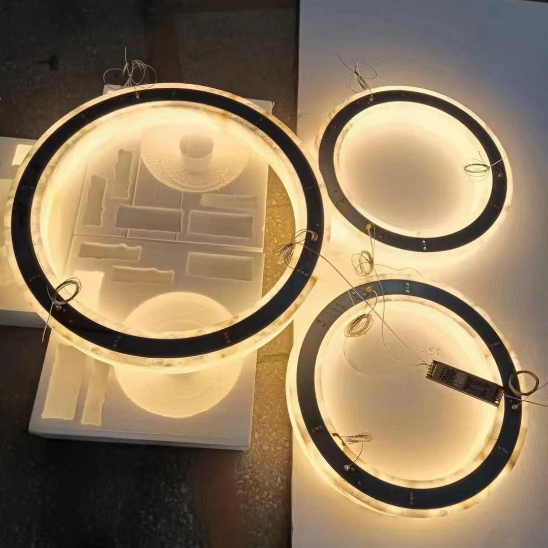Halo Ring Alabaster Natural Stone Chandelier - 23.6 x 2.4 x 2.4 inchesBlushlighting
