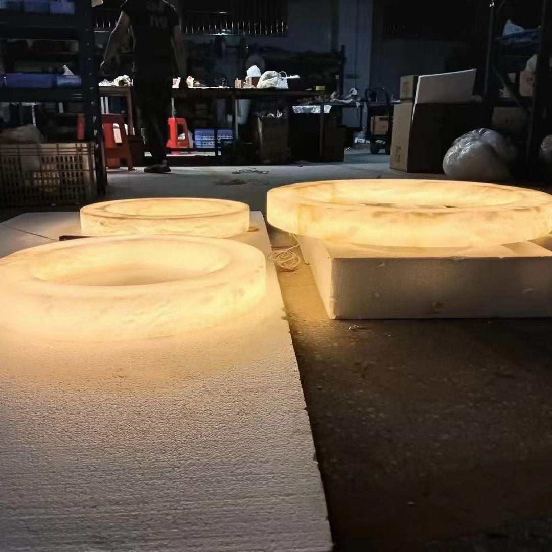 Halo Ring Alabaster Natural Stone Chandelier - 23.6 x 2.4 x 2.4 inchesBlushlighting