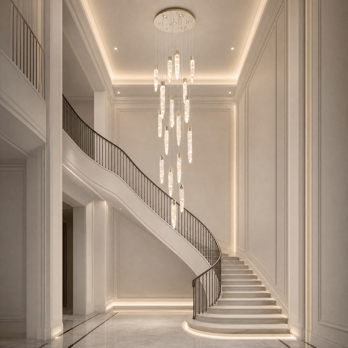Halsey Icicle Crystal Glass Stairwell Chandelier 47" D - Blushlighting