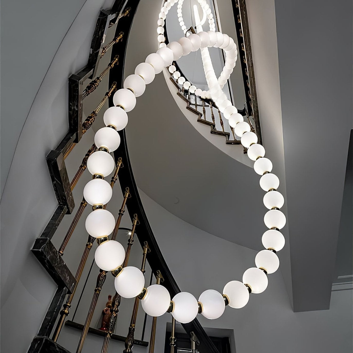 Halti Necklace Acrylic Chandelier - 114 Lights: Dia 31.5" x H 98.4"Gold & WhiteWarm LightBlushlighting