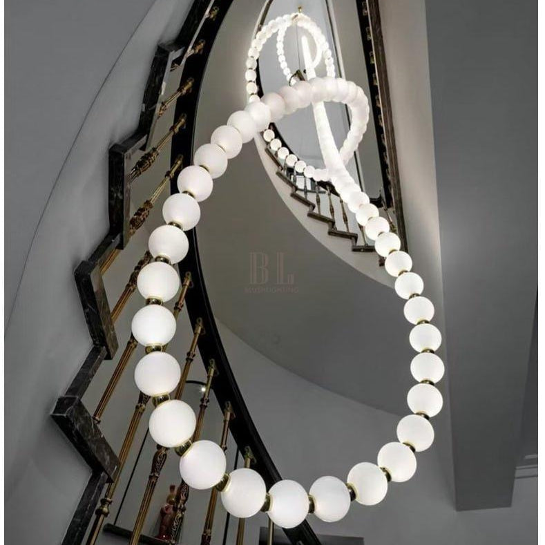 Halti Necklace Acrylic Chandelier - 114 Lights: Dia 31.5" x H 98.4"Gold & WhiteWarm LightBlushlighting