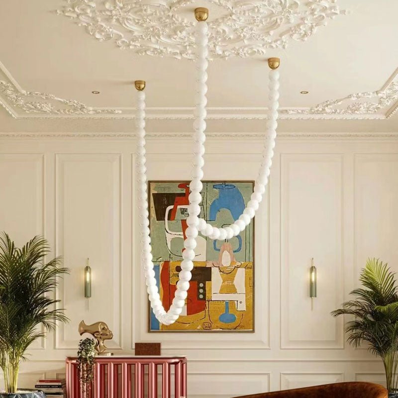 Halti Necklace Acrylic Chandelier - 114 Lights: Dia 31.5" x H 98.4"Gold & WhiteWarm LightBlushlighting