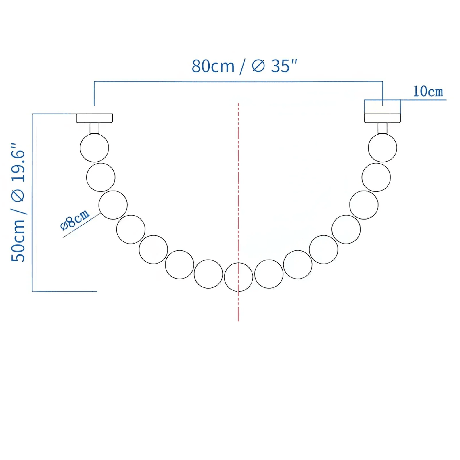 Halti Necklace Acrylic Chandelier - 114 Lights: Dia 31.5" x H 98.4"Gold & WhiteWarm LightBlushlighting