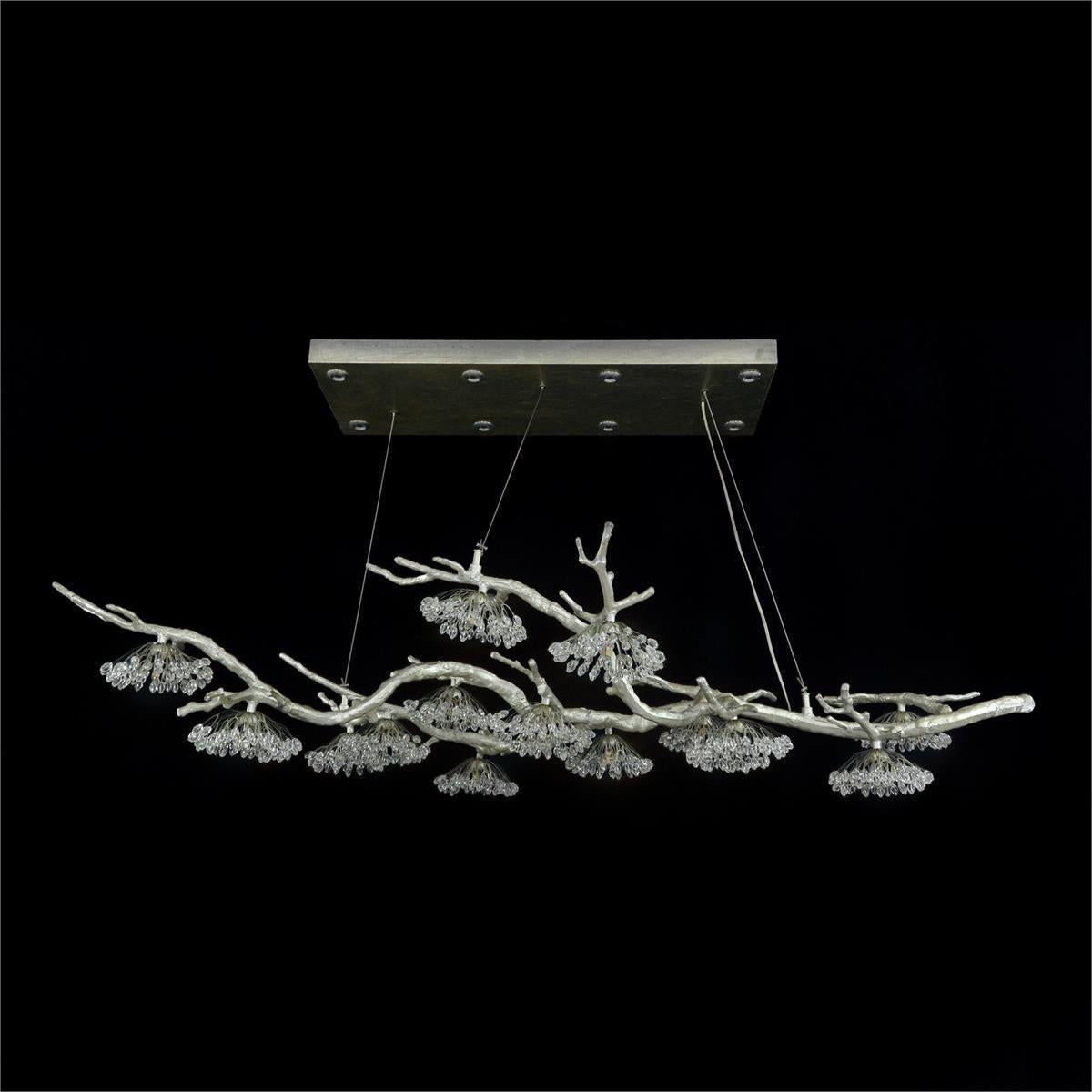 Hanasaku Crystal Bud Branch Fourteen - Light Oblong Chandelier - Blushlighting