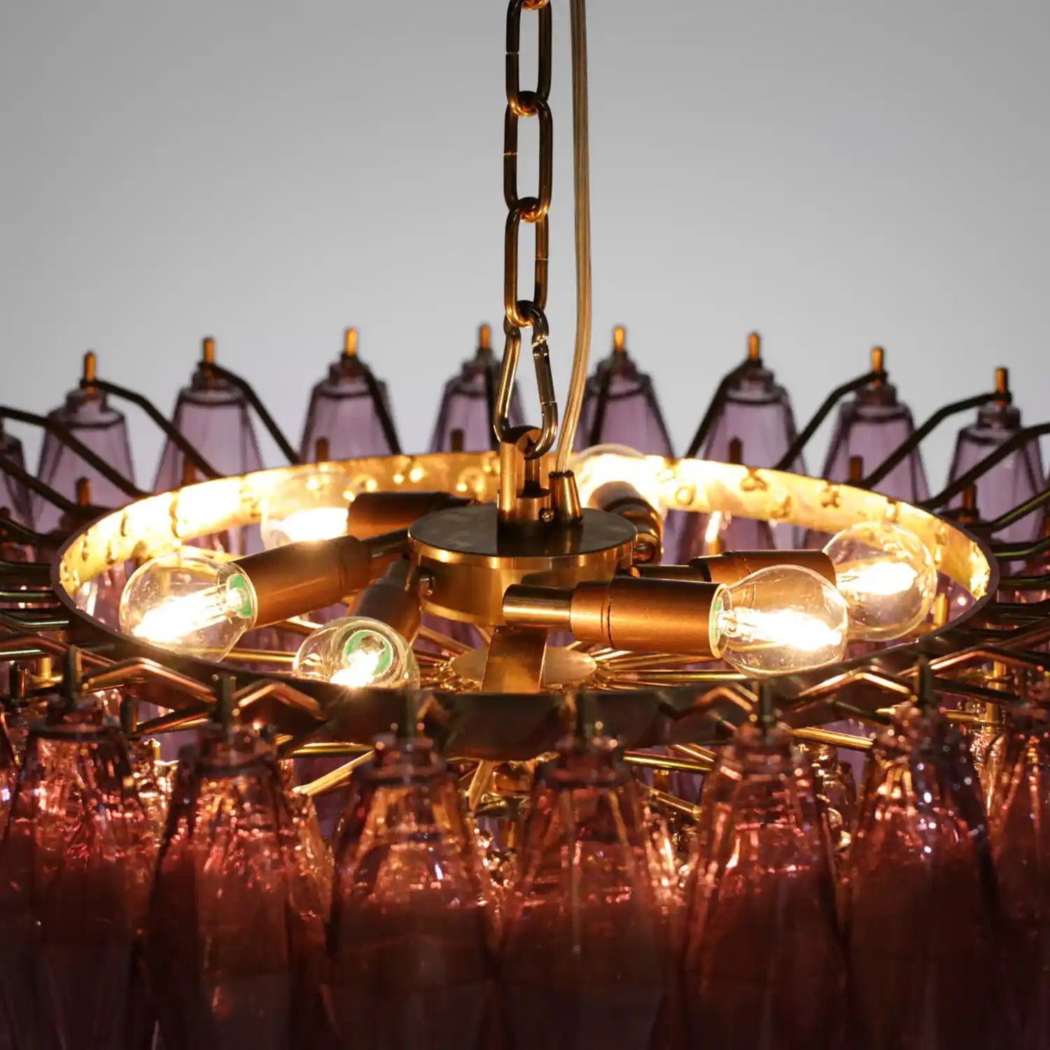 Hand Blown Tier Glass Large Murano Chandelier 24"31"40" - D60*H30CM/D23.62"*H11.81"Warm Light (3000K)SmokyBlushlighting