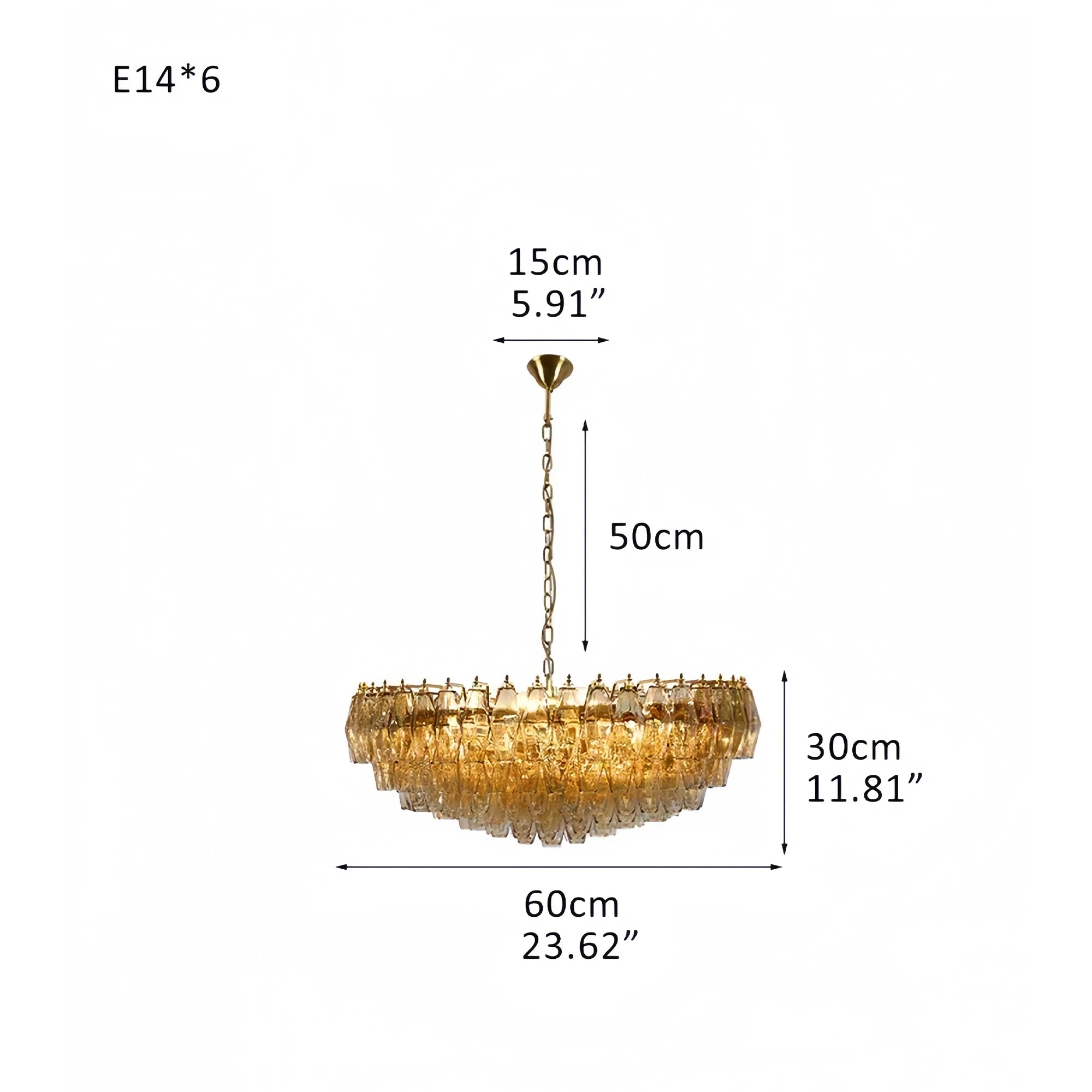 Hand Blown Tier Glass Large Murano Chandelier 24"31"40" - D60*H30CM/D23.62"*H11.81"Warm Light (3000K)PurpleBlushlighting