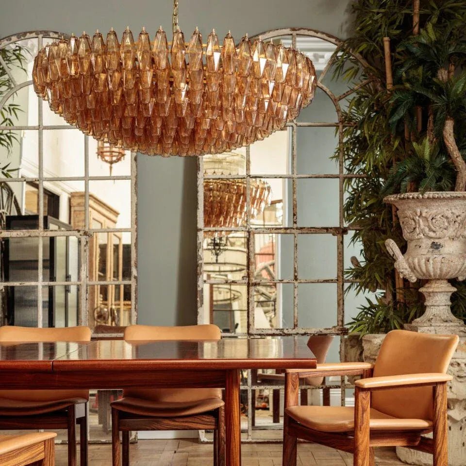 Hand Blown Tier Glass Large Murano Chandelier 24"31"40" - D60*H30CM/D23.62"*H11.81"Warm Light (3000K)AmberBlushlighting