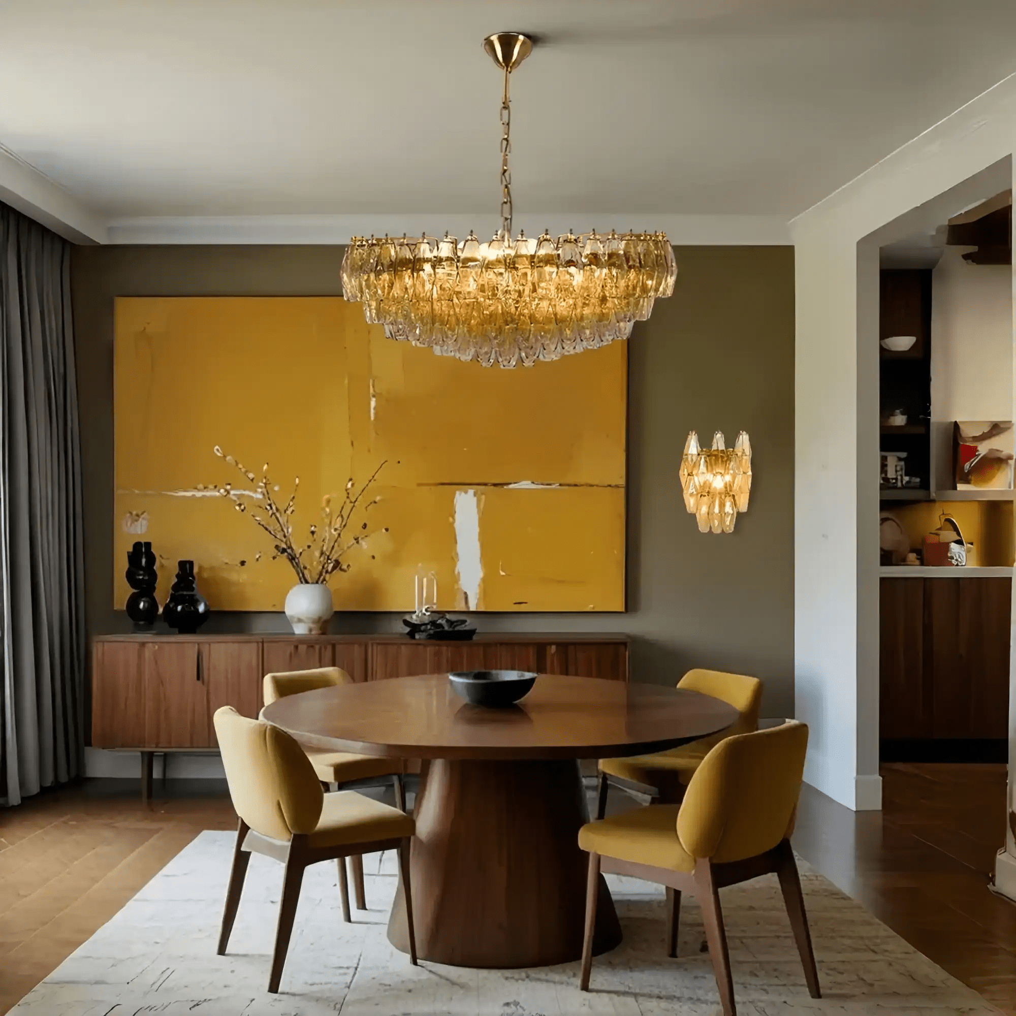 Hand Blown Tier Glass Large Murano Chandelier 24"31"40" - D60*H30CM/D23.62"*H11.81"Warm Light (3000K)AmberBlushlighting