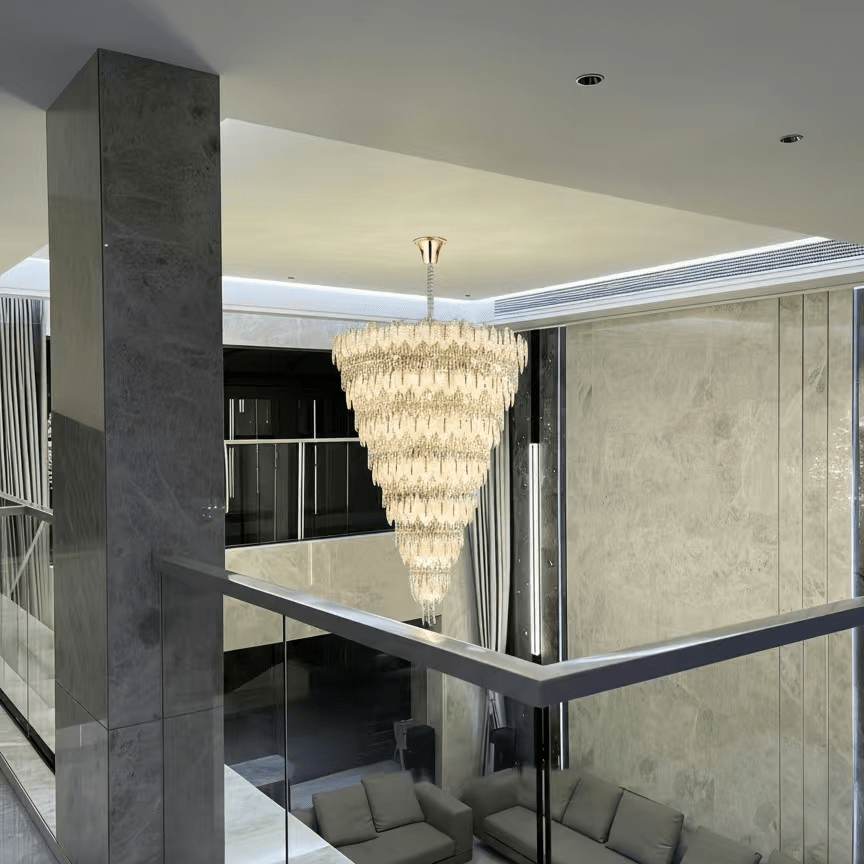 Handcrafted Glass Leaf Multi-Tier Crystal Waterfall Chandelier - 116 Lights/D53.15"*H78.7"(D135cm*H200cm)Blushlighting
