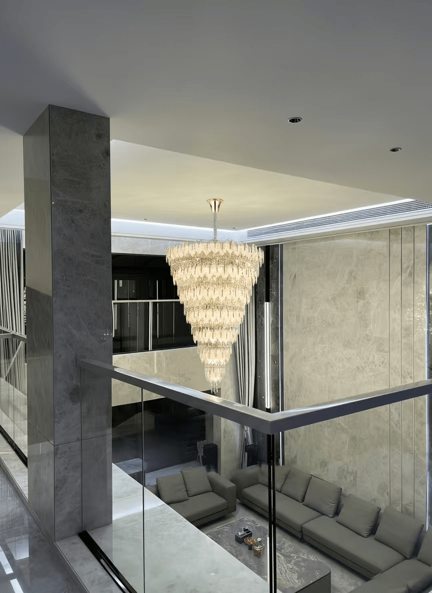 Handcrafted Glass Leaf Multi-Tier Crystal Waterfall Chandelier - 116 Lights/D53.15"*H78.7"(D135cm*H200cm)Blushlighting