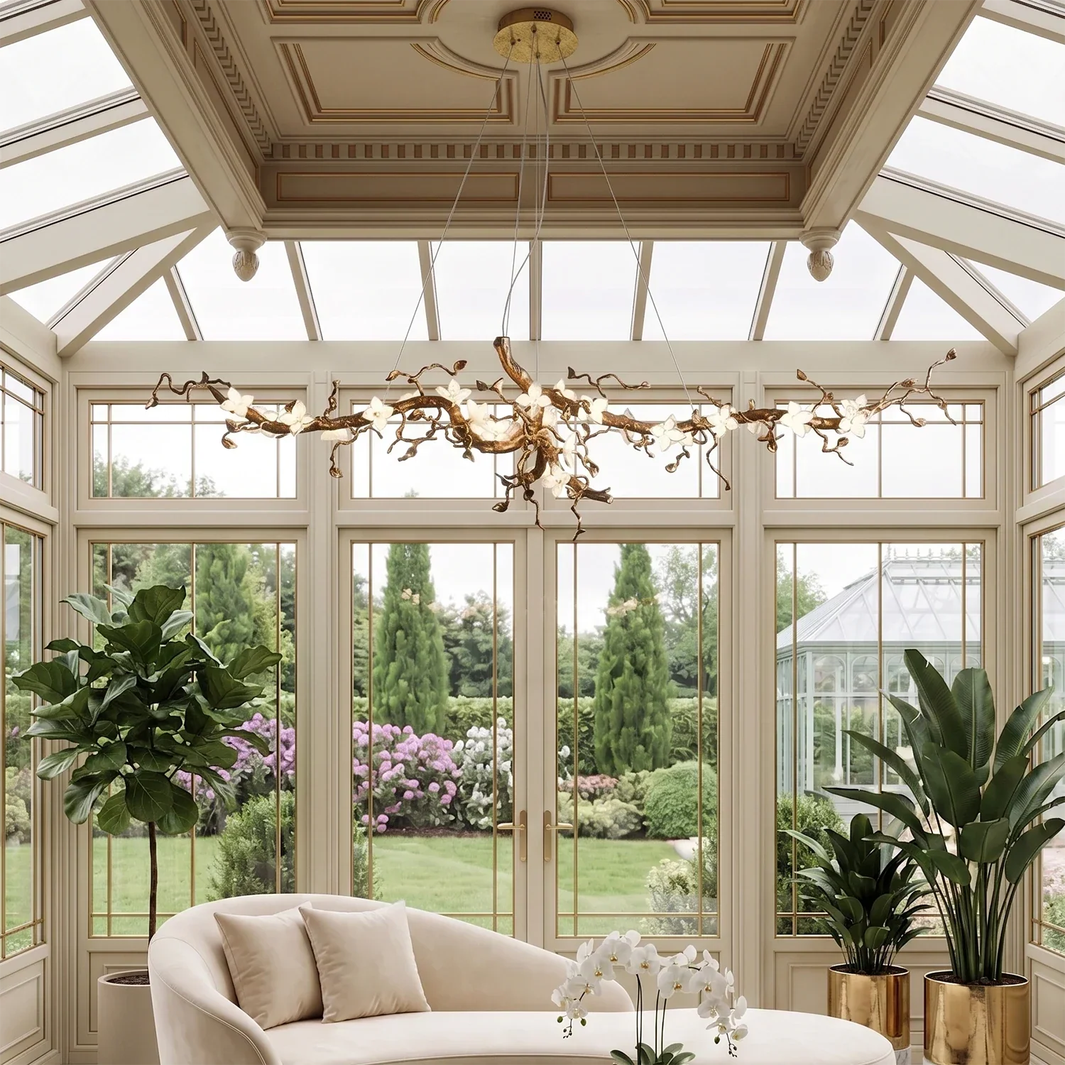 Handcrafted Sculptural Floral Branch Chandelier by Blushlighting