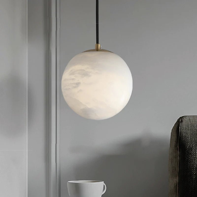 Hansa Alabaster Ball Pendant Light, Island Mini Pendant Light - 7"DBlushlighting