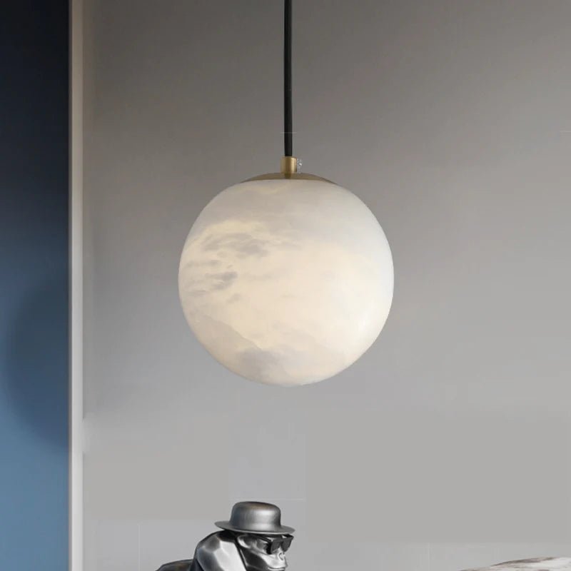 Hansa Alabaster Ball Pendant Light, Island Mini Pendant Light - 6"DBlushlighting
