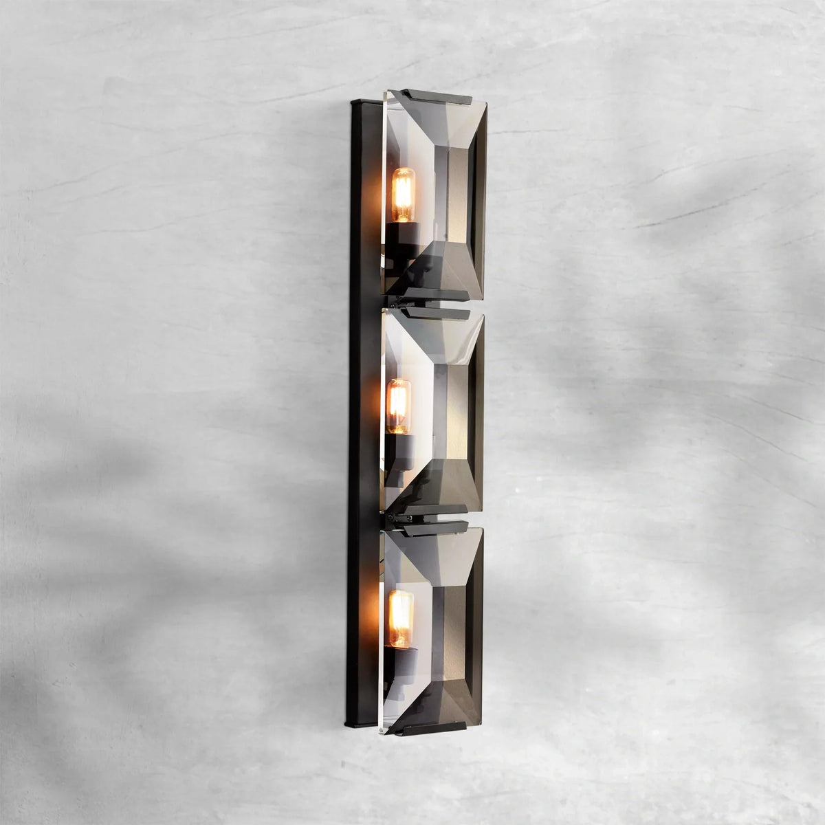 Harlew Crystal Triple Wall Lamp - Matte BlackBlushlighting