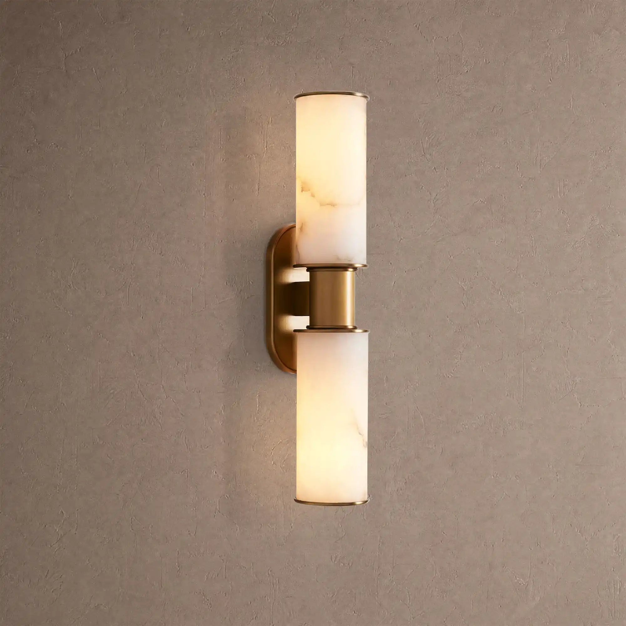 Harline Alabaster 2-Light Wall Sconce - BrassBlushlighting