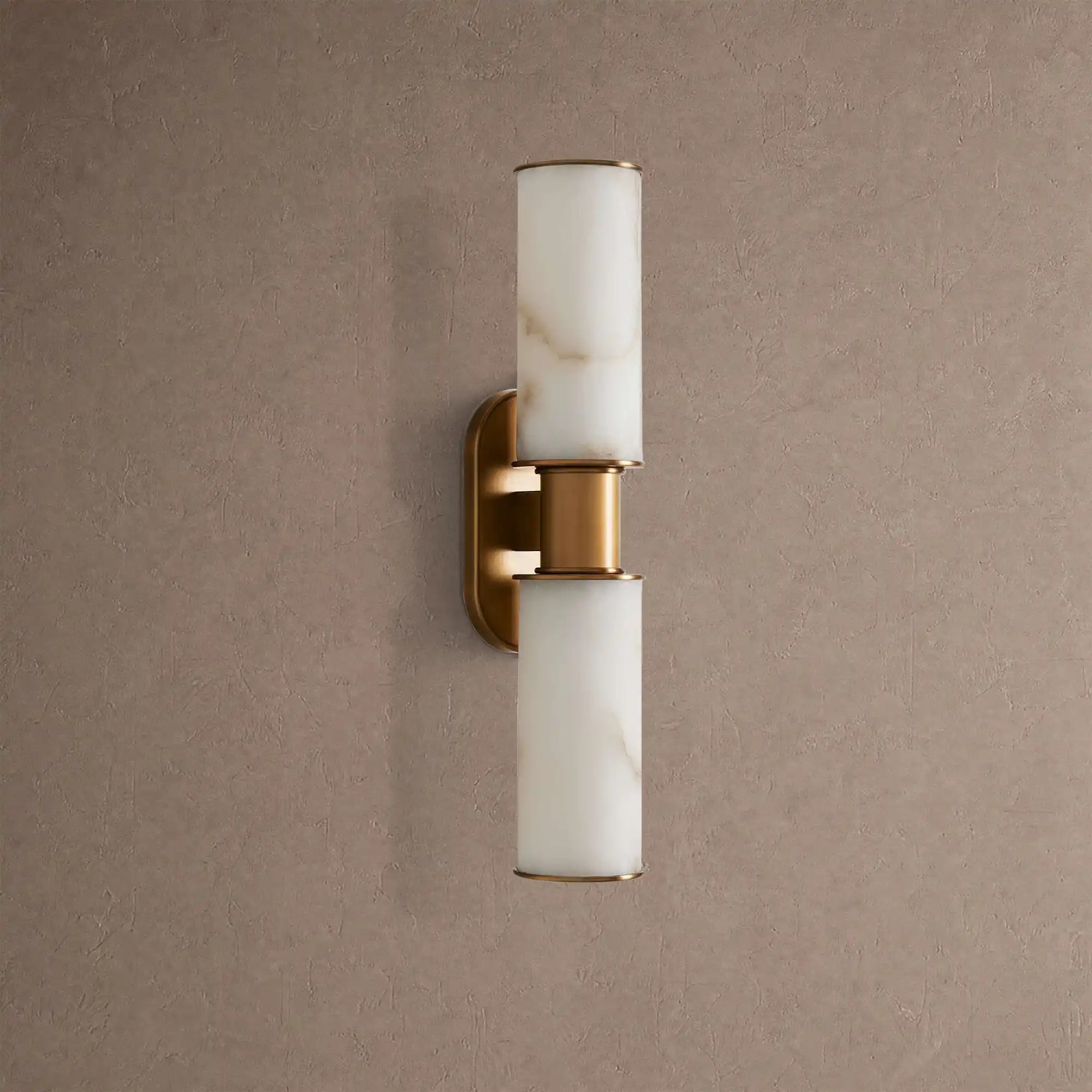 Harline Alabaster 2-Light Wall Sconce - BrassBlushlighting