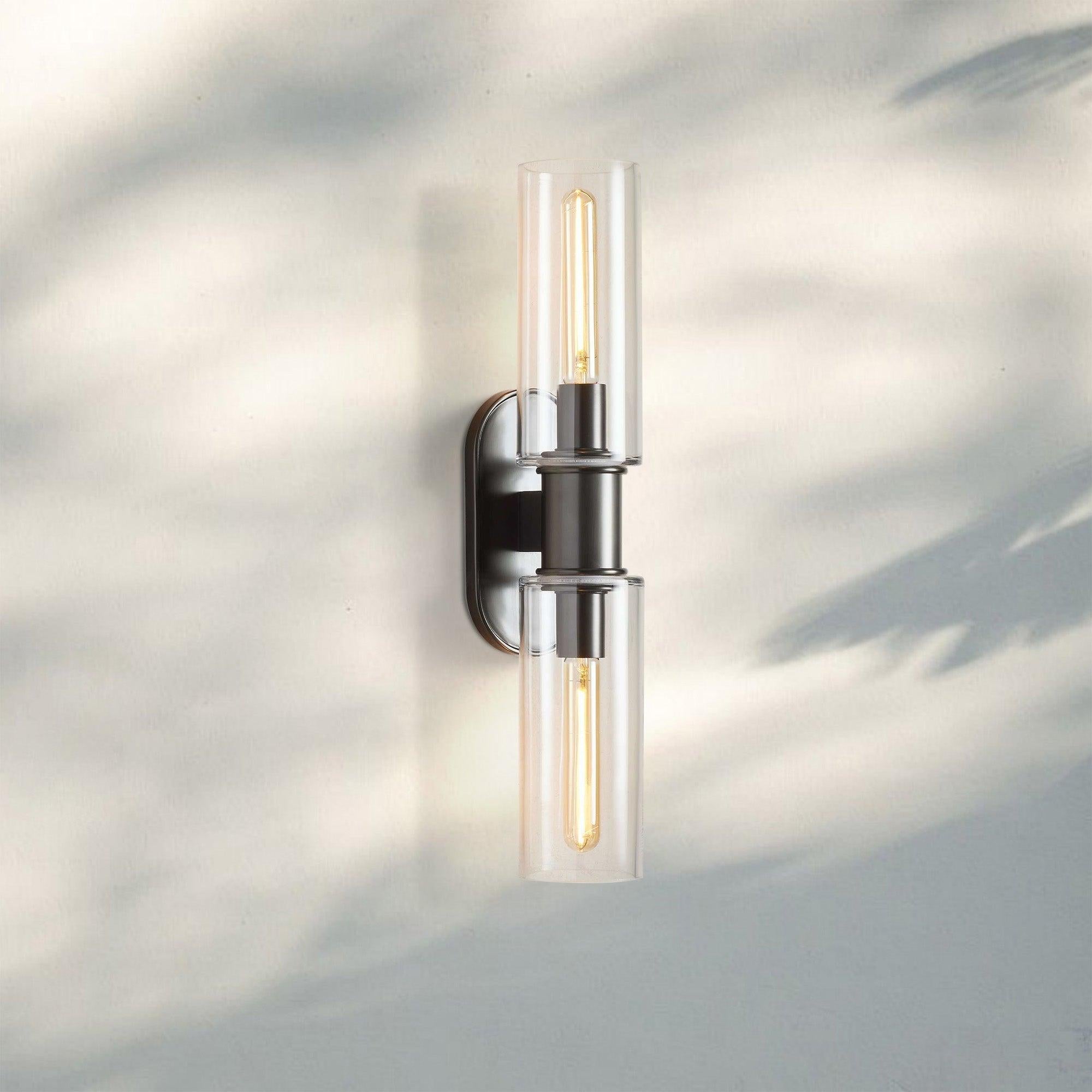 Harline Clear Glass 2 - Light Wall Sconce - BronzeBlushlighting