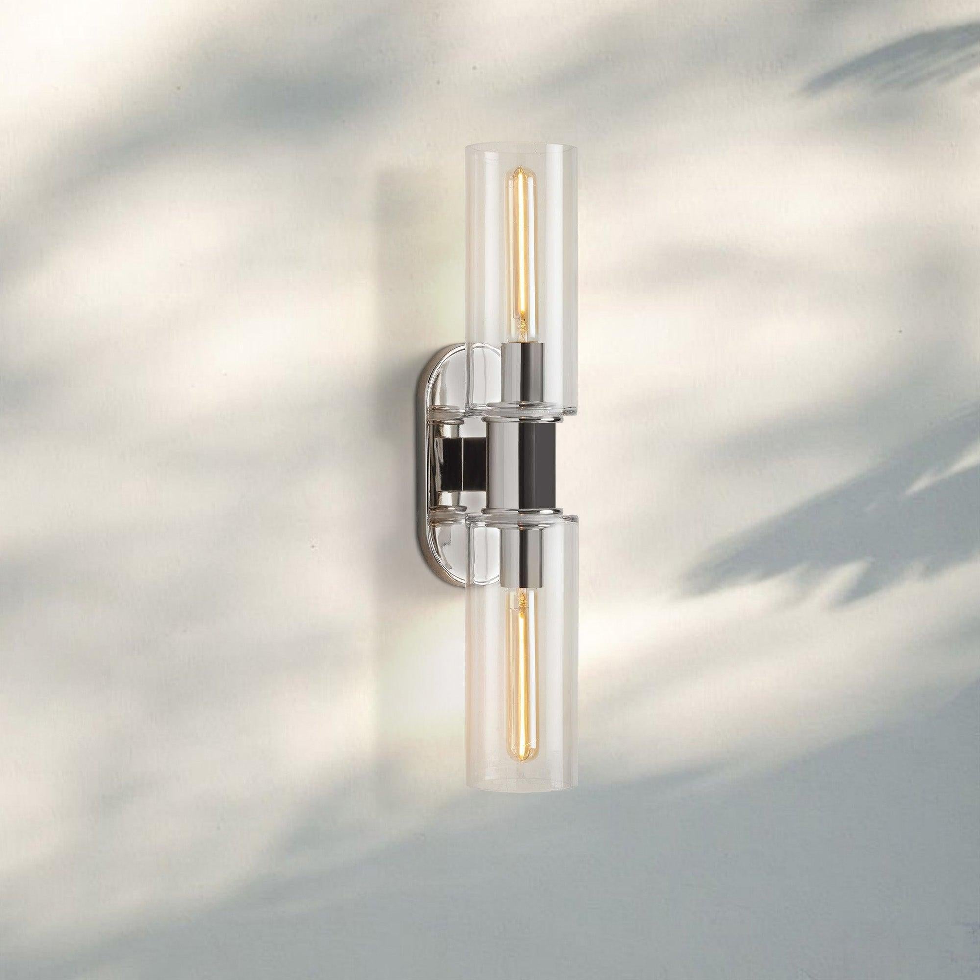 Harline Clear Glass 2 - Light Wall Sconce - NickelBlushlighting