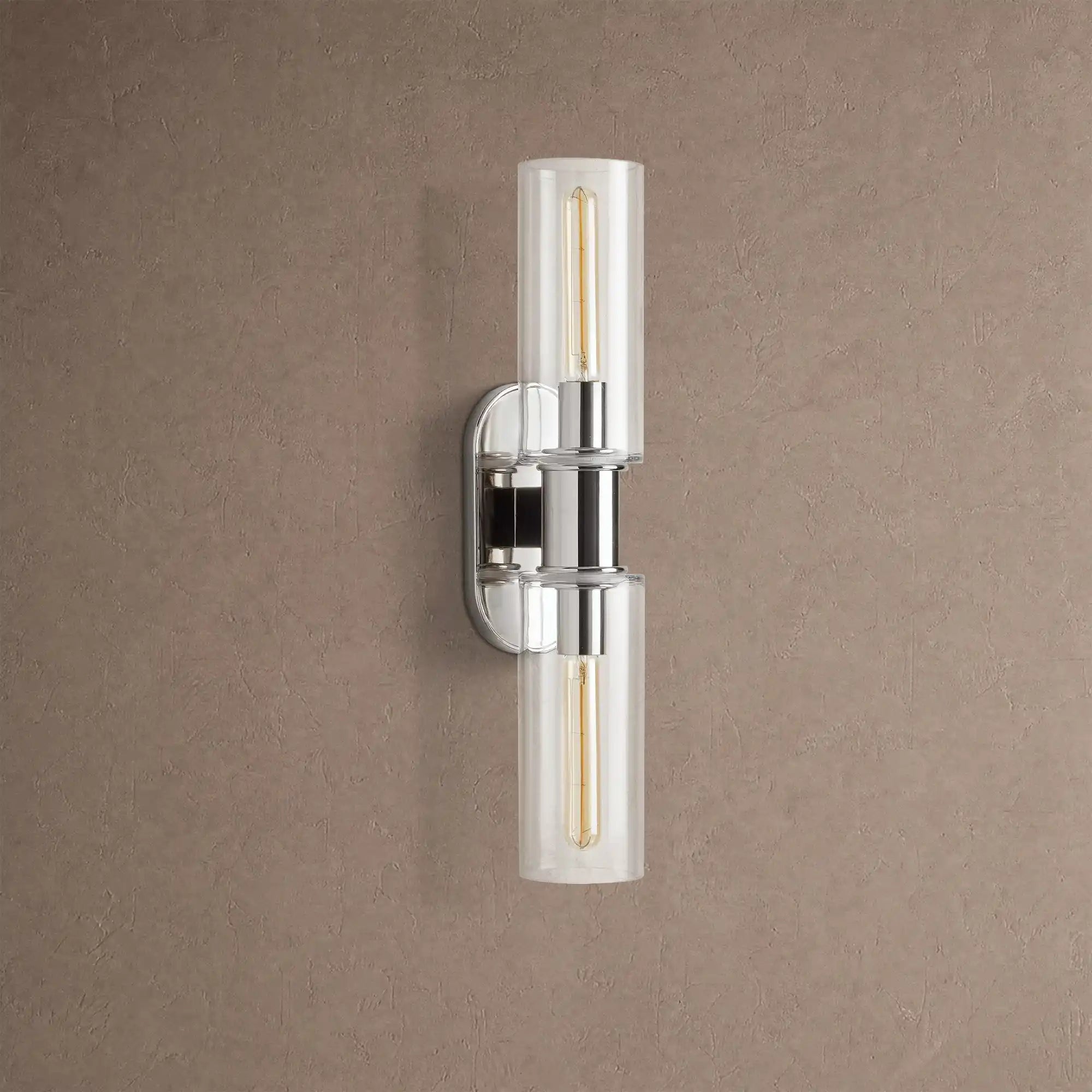 Harline Clear Glass 2-Light Wall Sconce - NickelBlushlighting
