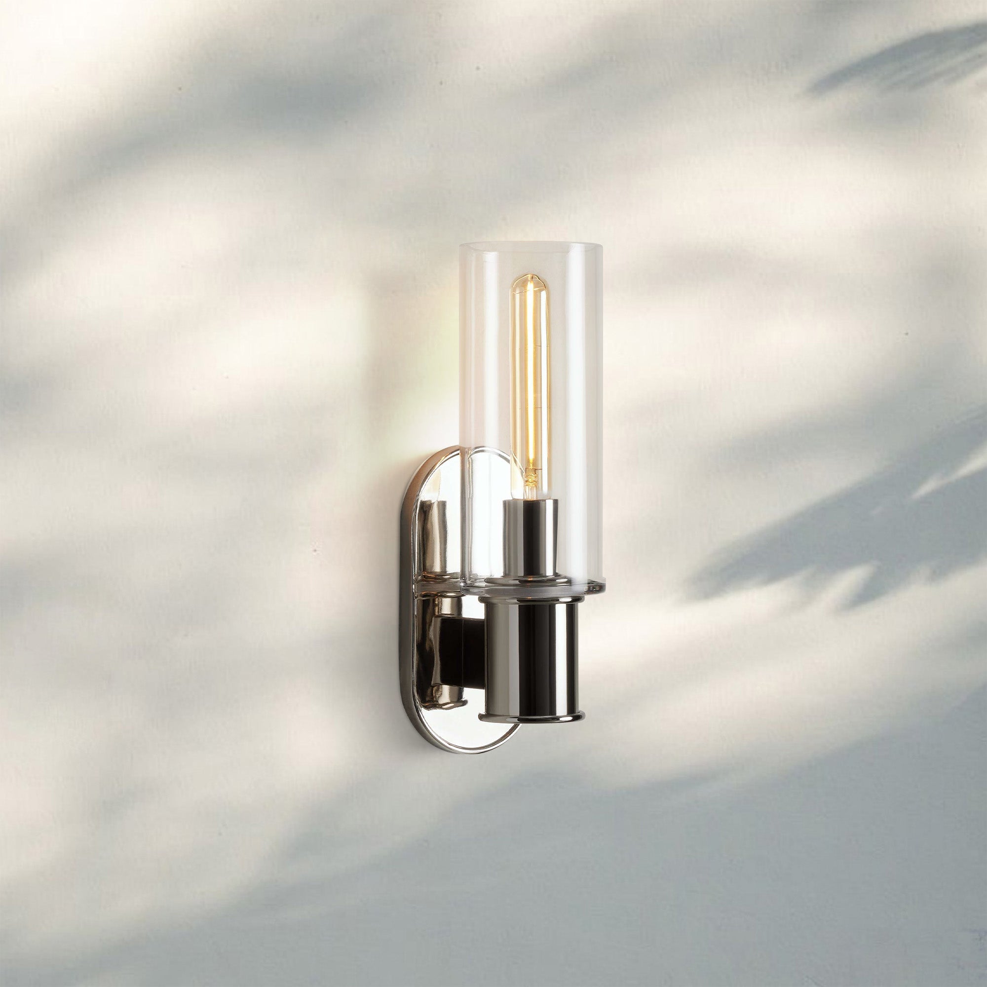 Harline Clear Glass Wall Sconce-Nickel-