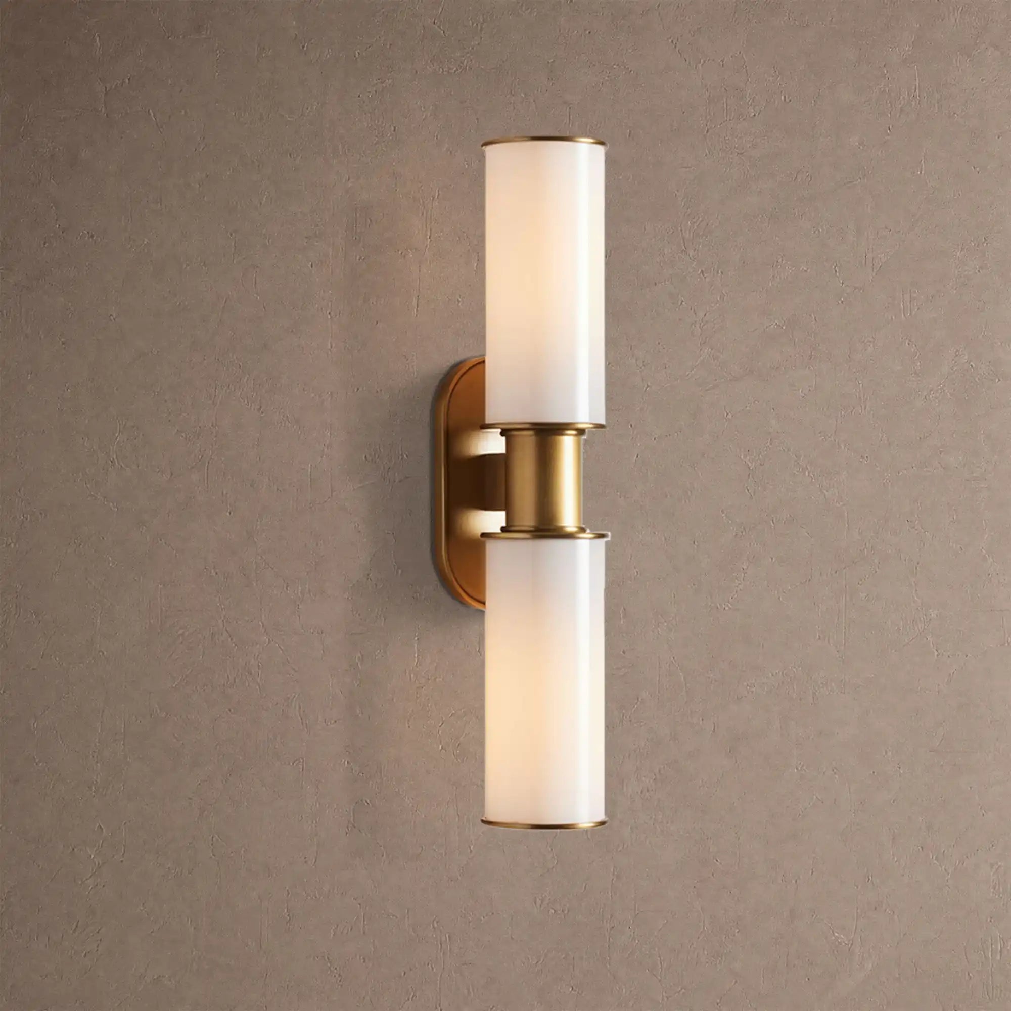 Harline Modern Milk Glass 2-Light Wall Sconce - BrassBlushlighting