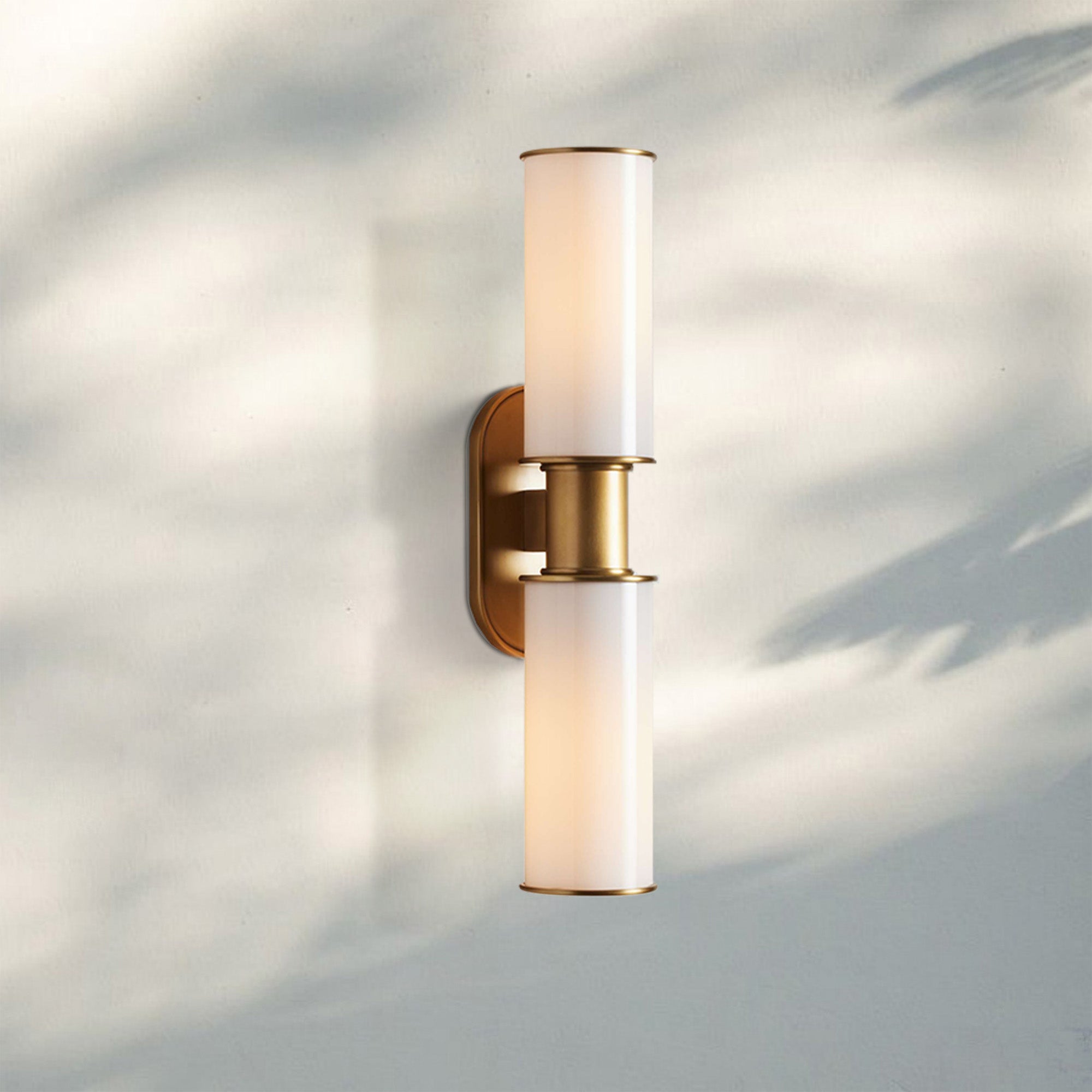 Harline Modern Milk Glass 2-Light Wall Sconce-Brass-