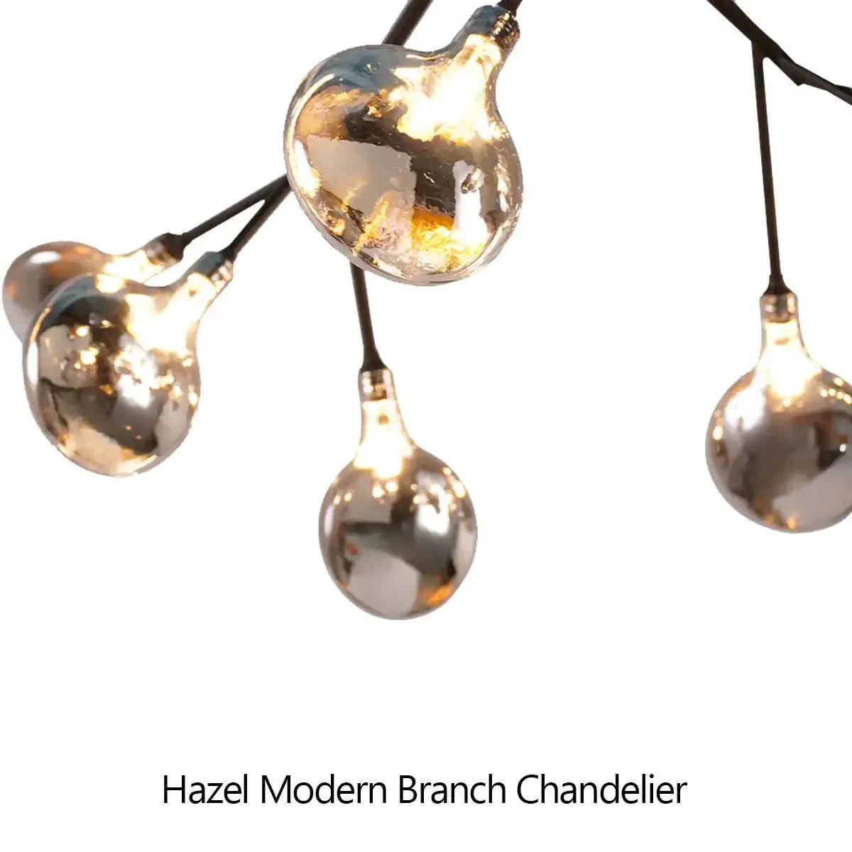 Hazel Modern Branch Chandelier - Matte Black + Smoke GlassBlushlighting