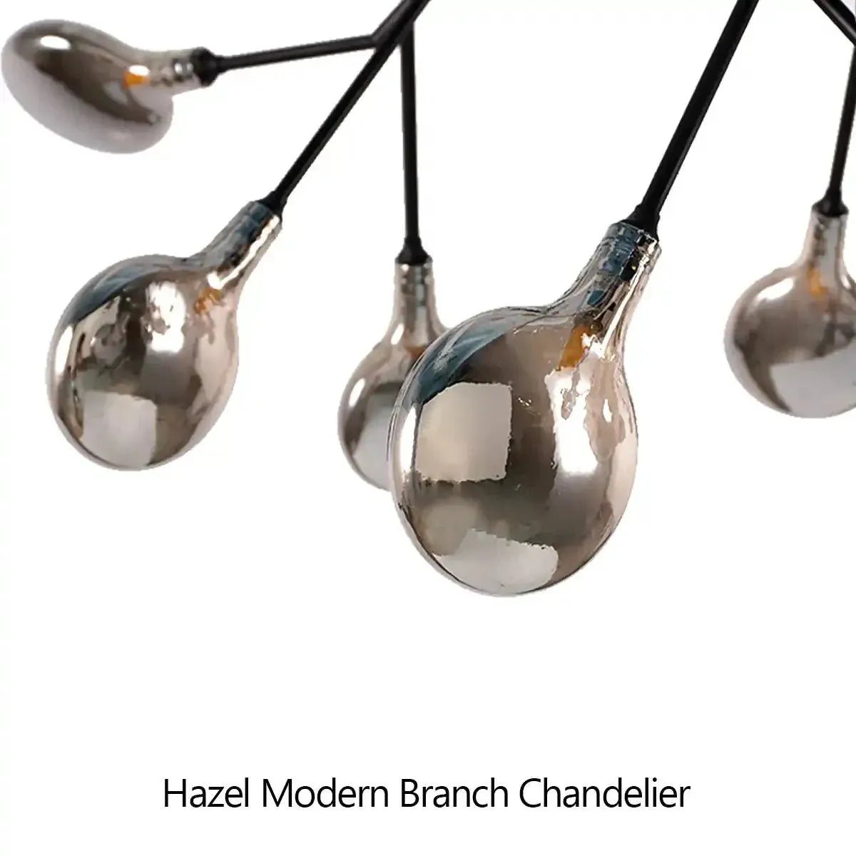 Hazel Modern Branch Chandelier - Matte Black + Smoke GlassBlushlighting