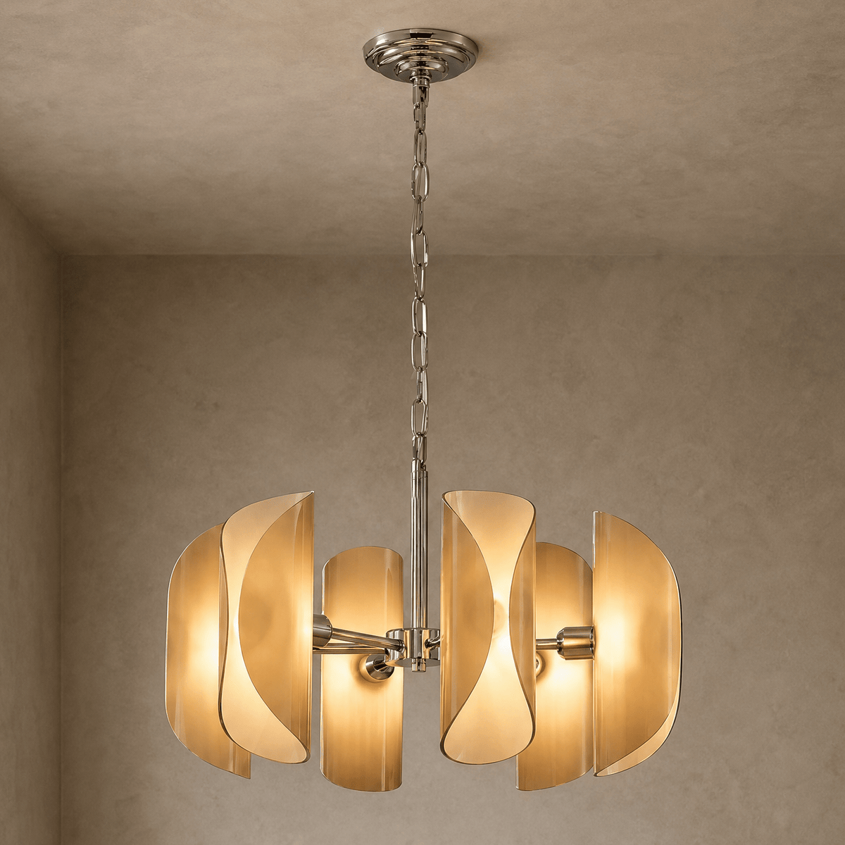 Helena Living Room Chandelier Modern 31" - Smoke Gray GlassBlushlighting