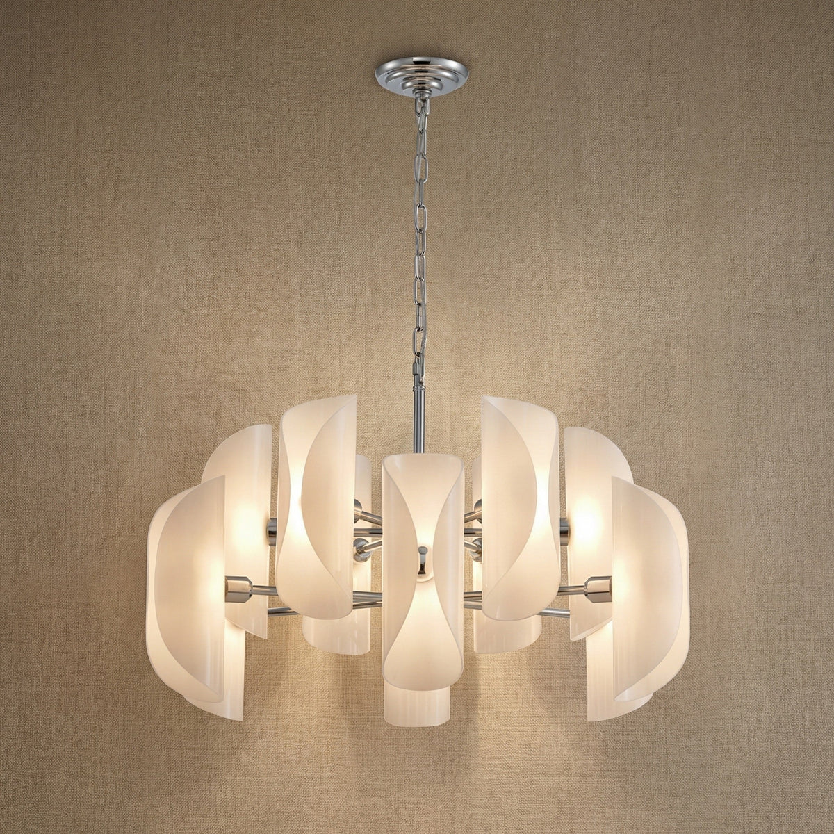 Helena Living Room Chandelier Modern 31" - Smoke Gray GlassBlushlighting