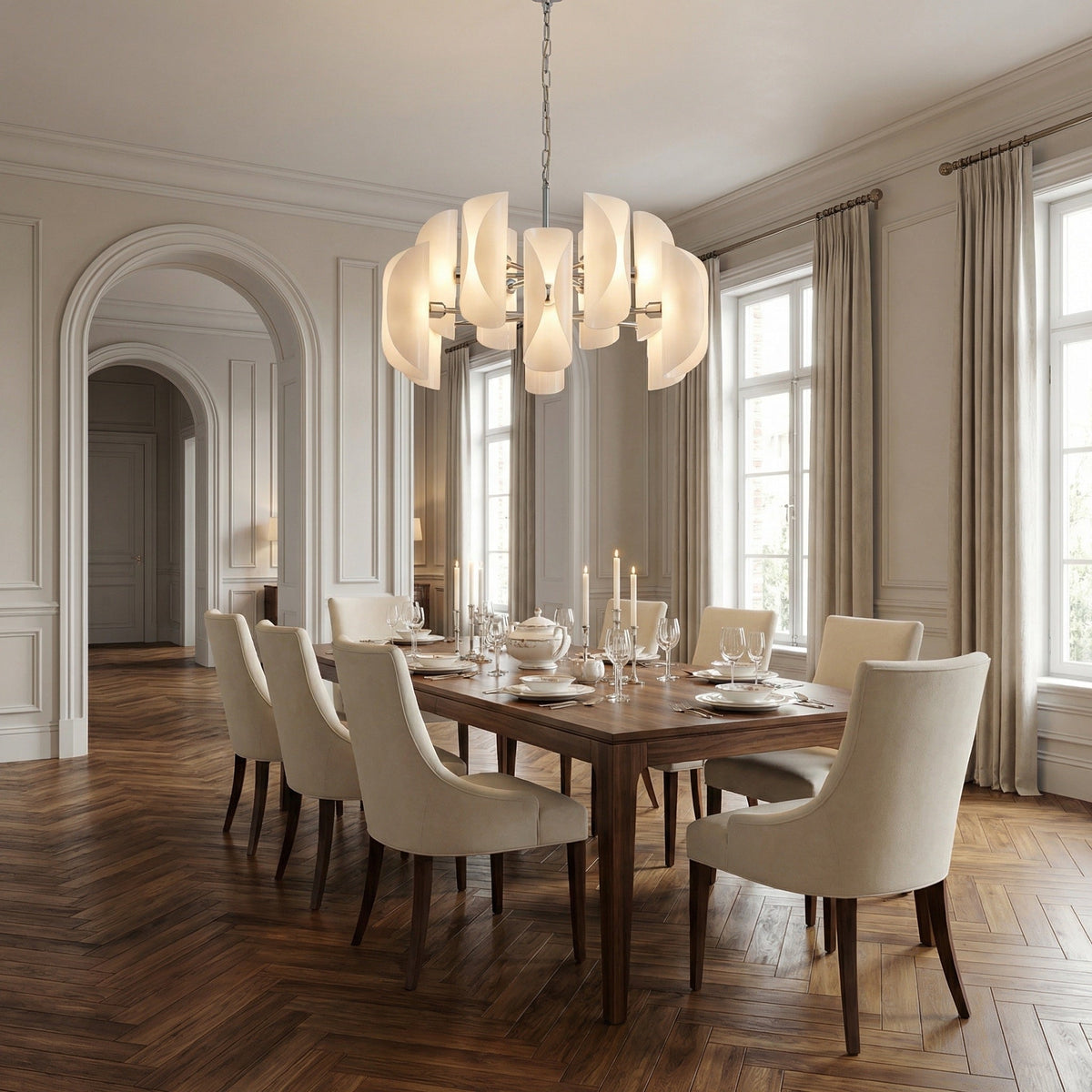 Helena Living Room Chandelier Modern 31" - Smoke Gray GlassBlushlighting