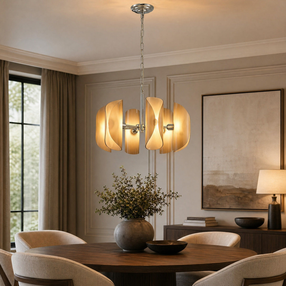 Helena Living Room Chandelier Modern 31" - Smoke Gray GlassBlushlighting
