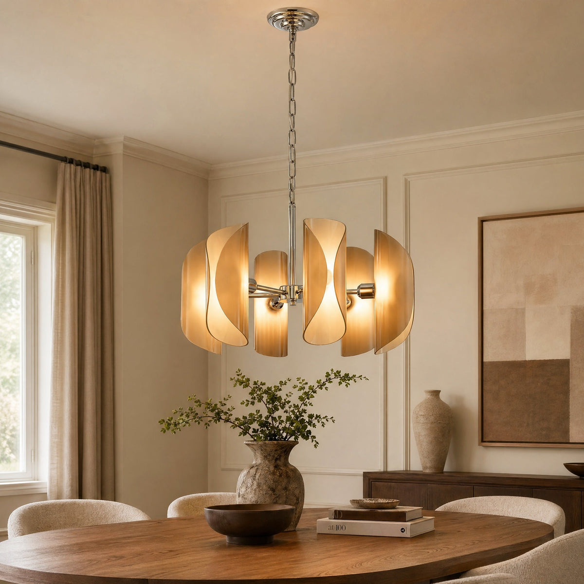 Helena Living Room Chandelier Modern 31" - Smoke Gray GlassBlushlighting