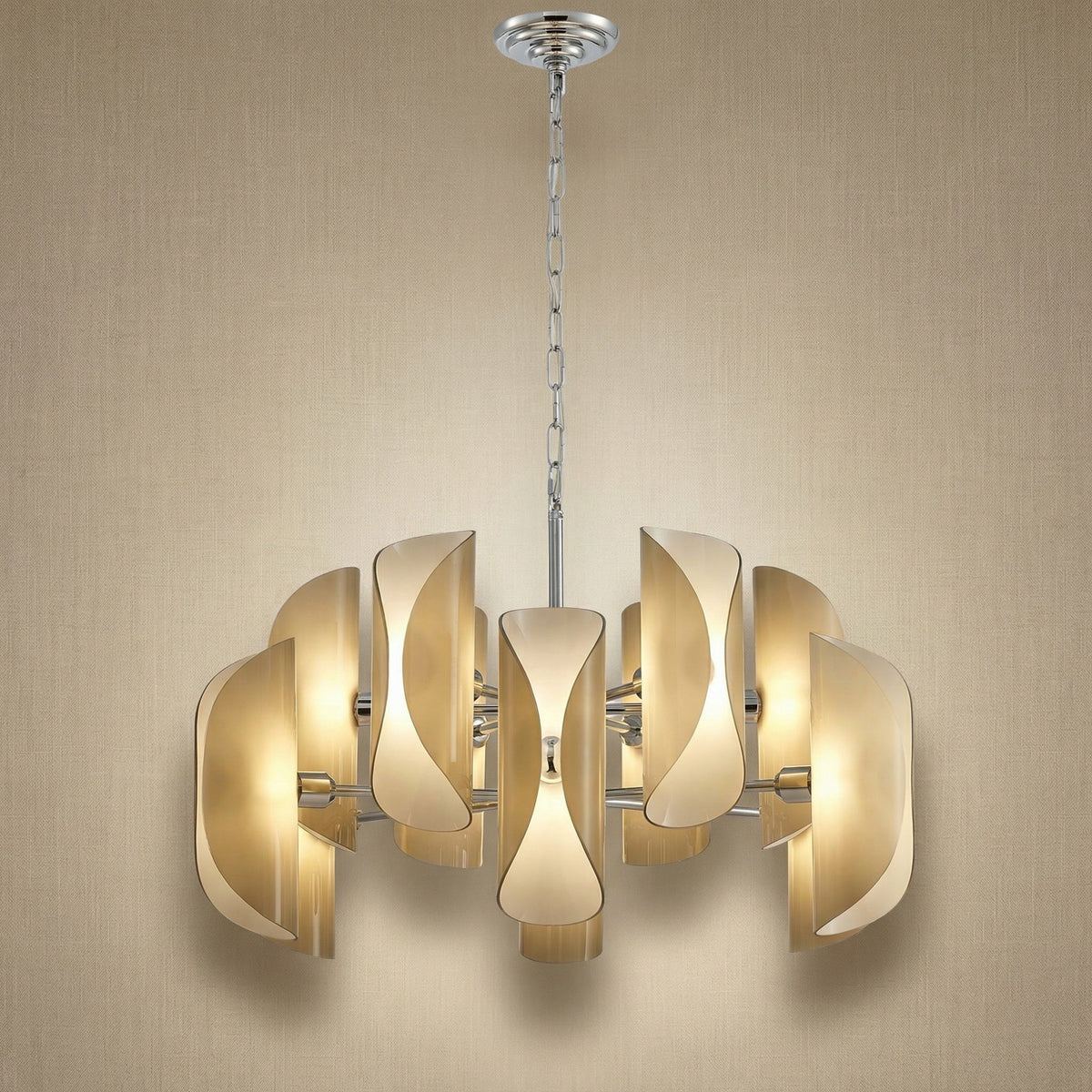 Helena Living Room Chandelier Modern 31" - Natural GlassBlushlighting