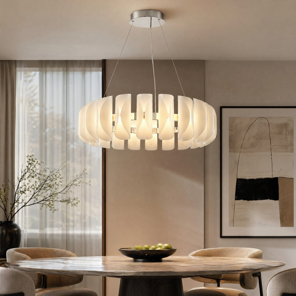 Helena Modern Glass Round Chandelier - Ø39.4" × H11.8" (Ø100 × H30 cm)Blushlighting