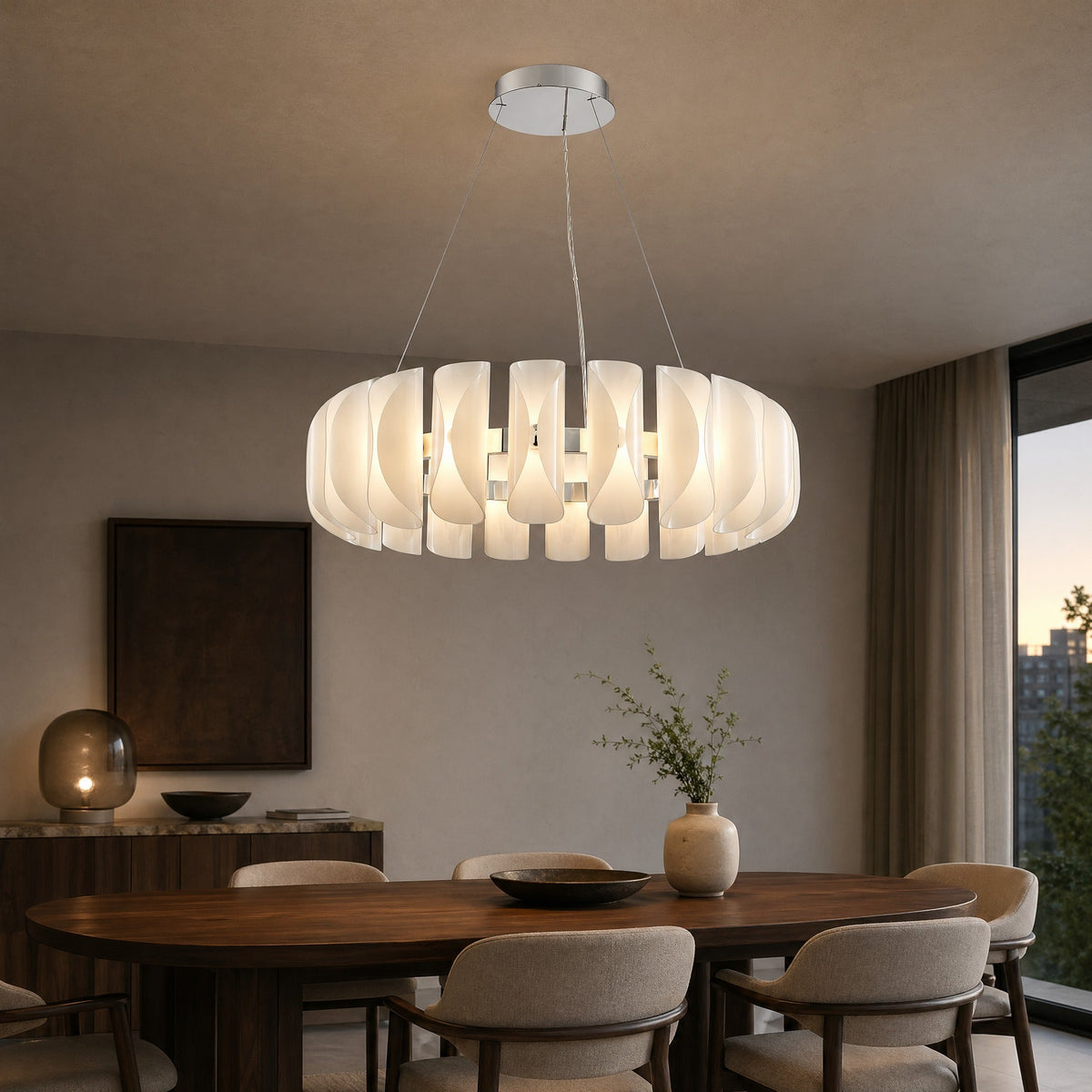 Helena Modern Glass Round Chandelier - Ø39.4" × H11.8" (Ø100 × H30 cm)Blushlighting