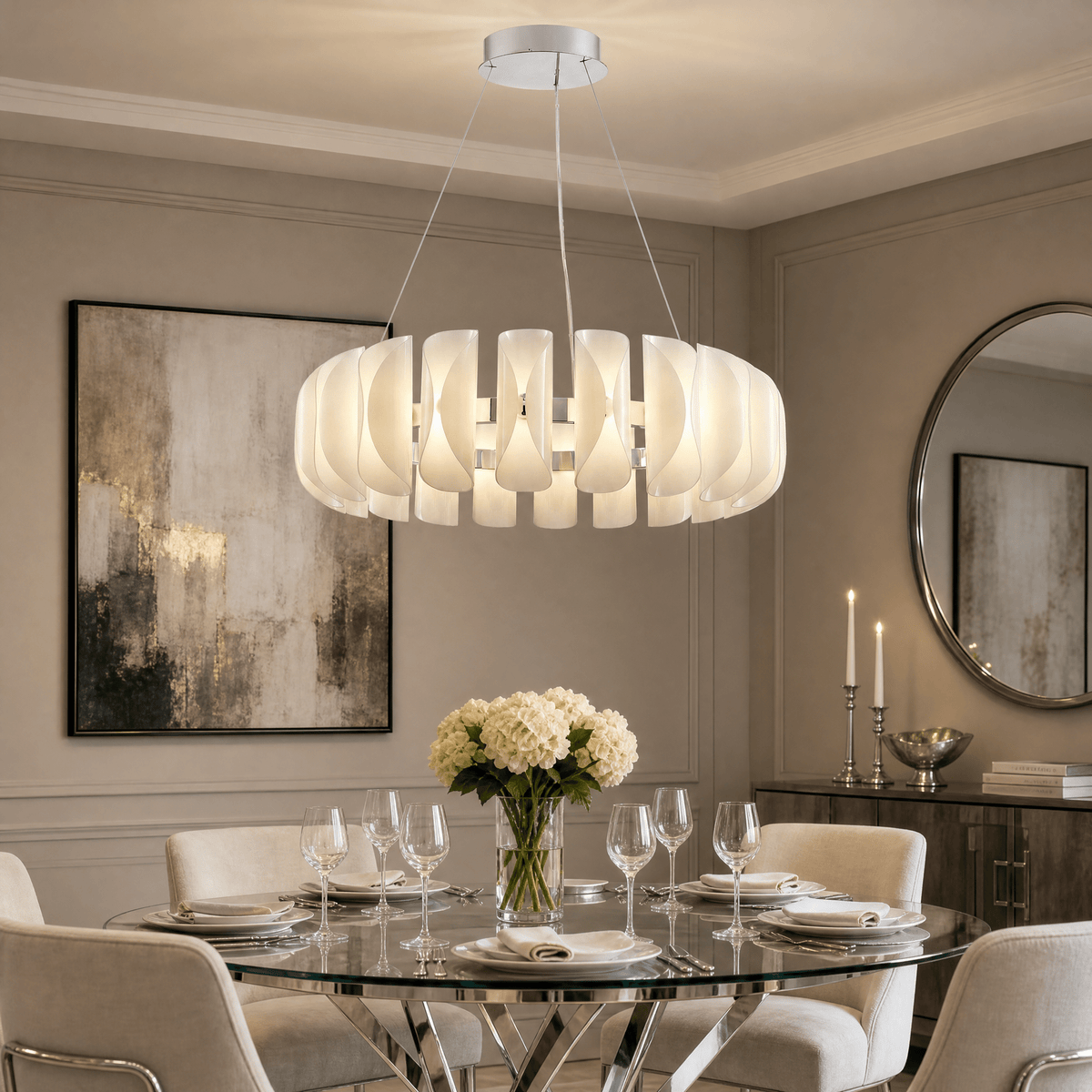 Helena Modern Glass Round Chandelier - Ø39.4" × H11.8" (Ø100 × H30 cm)Blushlighting