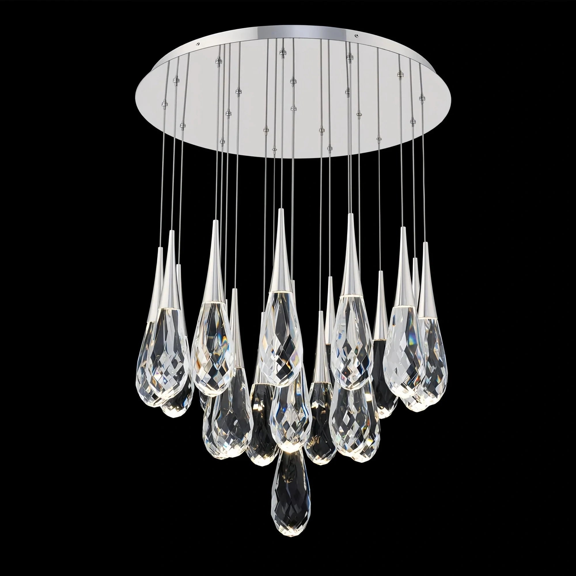 Hellebore LED Multi Light Pendant Light Round Chandelier - 15 - LightPolished NickelBlushlighting